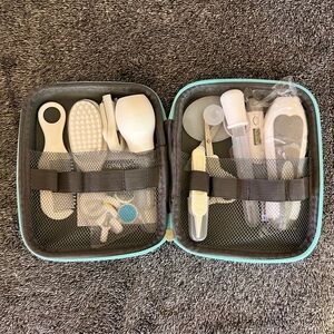 Portable Baby Healthcare & Grooming Kit with Case - Gray and Blue